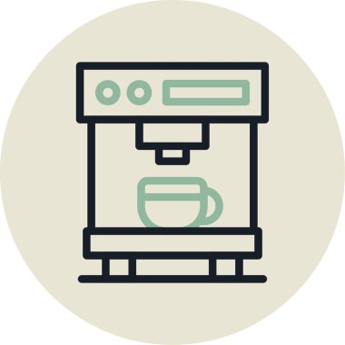 Kahve makinesi vektör simgesi. düzenlenebilir düz çizgi tasarımı