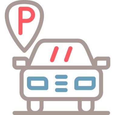 park yeri simgesi doldurulmuş dış hat biçiminde