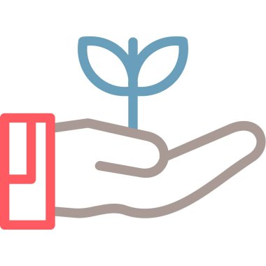 El ele tutuşan filiz simgesi, vektör illüstrasyon tasarımı