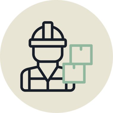 Miğfer simgesi olan inşaat işçisi