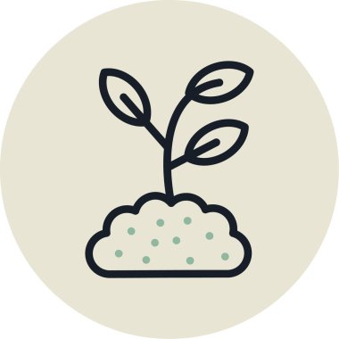 Büyüyen ağaç. Vektör çizimi. Çember içinde bitki.