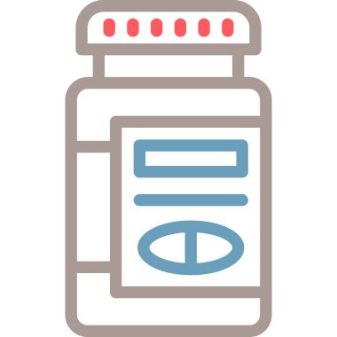 İlaç şişesi ikonu renk ana hatları vektörü. İlaç şişesi. İlaç imzası