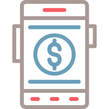 dolar işareti simgesi olan cep telefonu, vektör illüstrasyonu