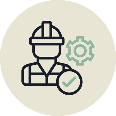 İnşaat işçisi simgesi, vektör illüstrasyonu