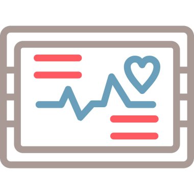 Kalp Tarama Hattı Çok Renkli, Vektör İllüstrasyonu