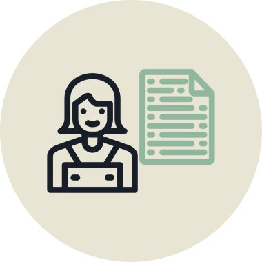 Dizüstü bilgisayarı simgesi olan avatar kadın, vektör illüstrasyonu