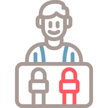 Bavulu ve bavulu olan çocuk, vektör çizimi, seyahat ile ilgili düz simge