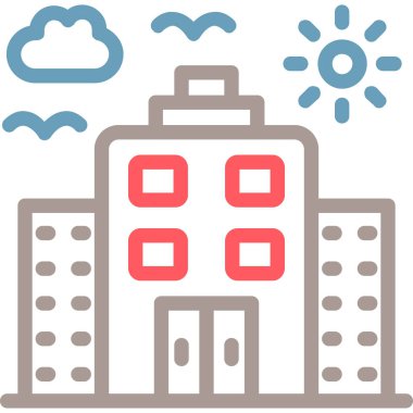 Bina. Web simgesi basit illüstrasyon