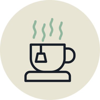 Bir fincan sıcak içecek, illüstrasyon, beyaz arka planda vektör..