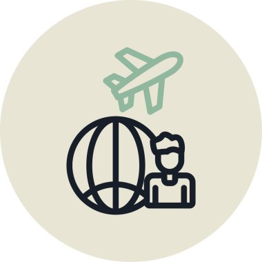 seyahat ve turizm çizgisi simgesi, vektör illüstrasyonu