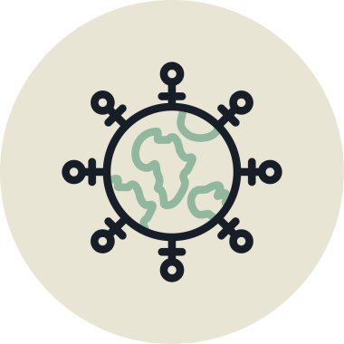 Küresel ikon vektör çizimine sahip küresel gezegen