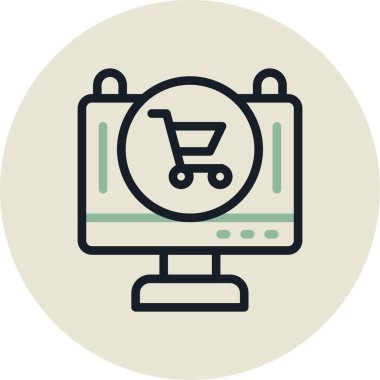 Alışveriş arabası. Web simgesi vektör illüstrasyonu