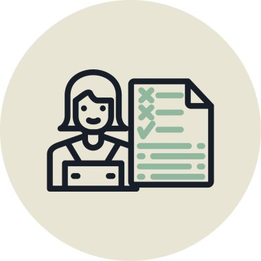 Dizüstü bilgisayar simgesi olan bir kadının vektör çizimi