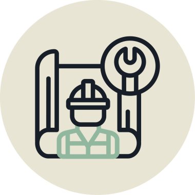 Kasklı ve kasklı bir adamın vektör çizimi