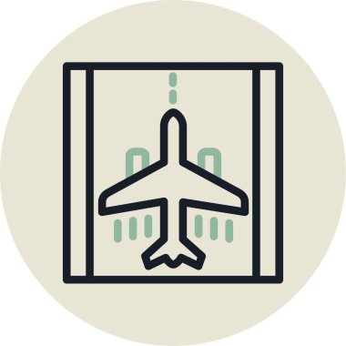 Havaalanı uçak vektör simgesi. biçim iki renkli düz sembol, yumuşak mavi renkler, yuvarlak açılar, beyaz arkaplan