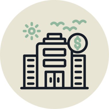 Bir bina simgesinin vektör illüstrasyonu