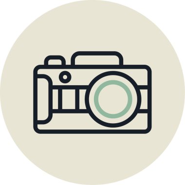 Şeffaf bir arkaplanda kamera vektör çizimi. Birinci kalite semboller. Konsept ve grafik tasarımı için vuruş simgesi.