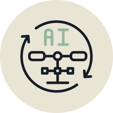 Yapay zeka, robot ikonu. Yapay zekanın gösterimi.