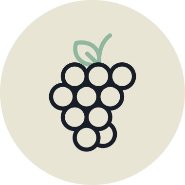 Yumuşak arkaplanda izole edilmiş modaya uygun düz biçimli üzüm simgesi.