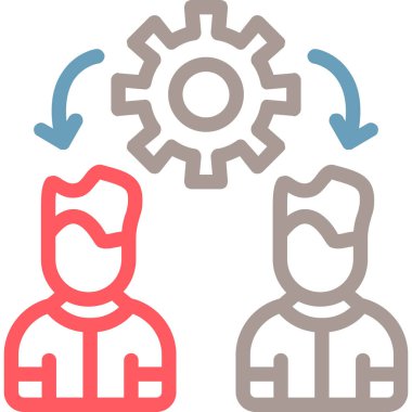 Takım çalışması simgesinin dış hat biçiminde vektör illüstrasyonu