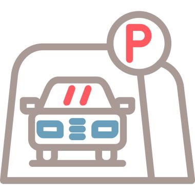 Park ediyor. Web simgesi basit illüstrasyon