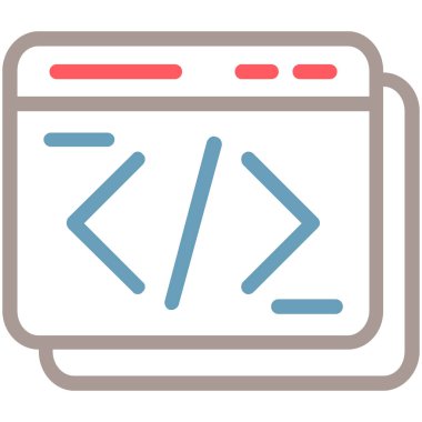 Ana hatlar biçiminde web geliştirme kodlama simgesi