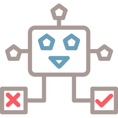 İşaretli robot, resimleme, beyaz arkaplan üzerinde vektör.