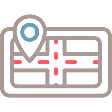 Harita simgesi. Düz çizim. konum vektörü sembolü.