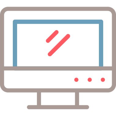 Ekran simgesi, vektör illüstrasyonlu bilgisayar monitörü