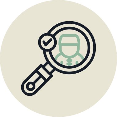 Kişi ikon vektör illüstrasyonlu büyüteç