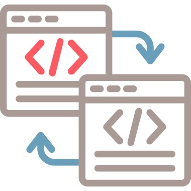 programlama geliştirme kodlama simgesi doldurulmuş ana hatlar biçiminde