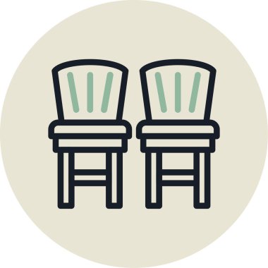 iki sandalye ikon vektör illüstrasyonu