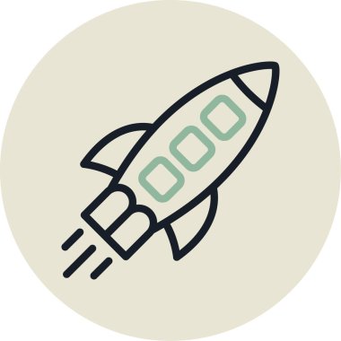 yumuşak mavi arkaplanda izole edilmiş modada roket simgesini çalıştır