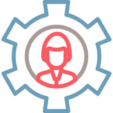 dişli vektör simgesi. biçim iki renkli düz simge, mavi ve gri renkler, yuvarlak açılar, beyaz arkaplan.