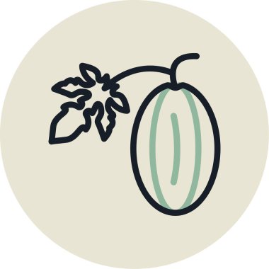 Düz yeşil organik meyveler. vektör illüstrasyonu