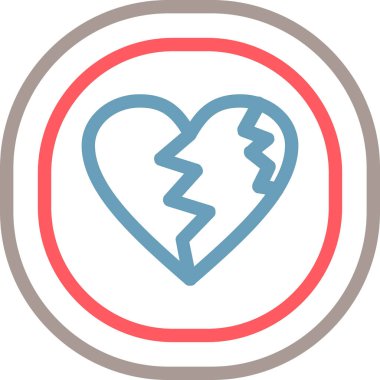 Kırık kalp ikonu vektör çizimi tasarımı