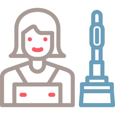 Bilgisayar simgesi olan bir kadının vektör çizimi