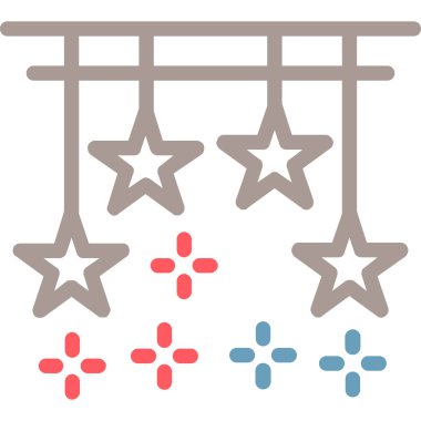 Yeni Yıl Dekorasyon Hattı Çok Renkli, Vektör İllüzyonu