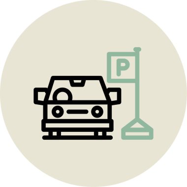 Otomobil ikonu. Vektör. park simgesi