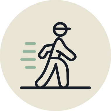 Kaykay simgesiyle yürüyen bir adam - taslak biçimi