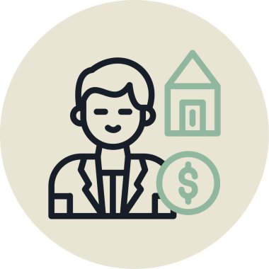 Dolar sembolü olan insanın vektör illüstrasyonu