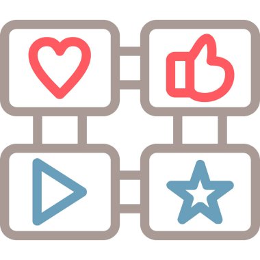 ortam ve çokluortam renkli simgeler.