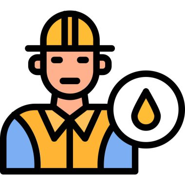 Petrol işçisi ikonu. ana hatlı yağ işçisi vektör simgesi rengi düz izole