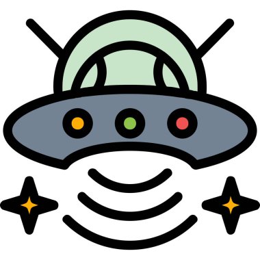 Uzaylı UFO simgesi. Dış hat uzaylı vektör simgesi rengi düz izole