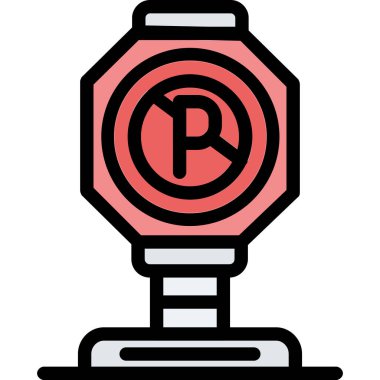 Park yeri bariyeri simgesi. anahat bariyer vektör rengi düz izole