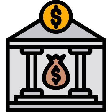 Banka binası ikonu. Web için banka oluşturma vektör simgesinin özet çizimi