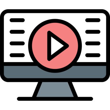 video player icon. outline illustration of laptop vector icons for web