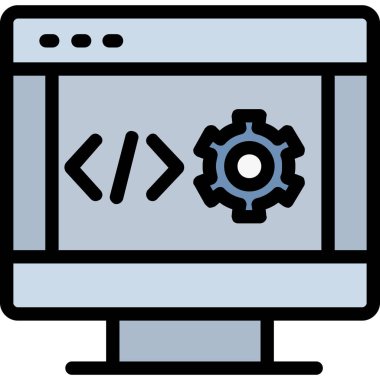 Bilgisayar programlama kodlama simgesi doldurulmuş ana hatlar biçiminde