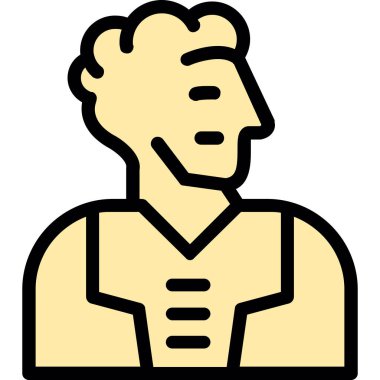 Atkı ikonlu bir adam. Eşarp vektör simgesi takan hatları çizili kadın.