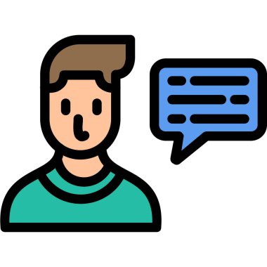 Adam sohbet simgesi renk ana hatları vektörü